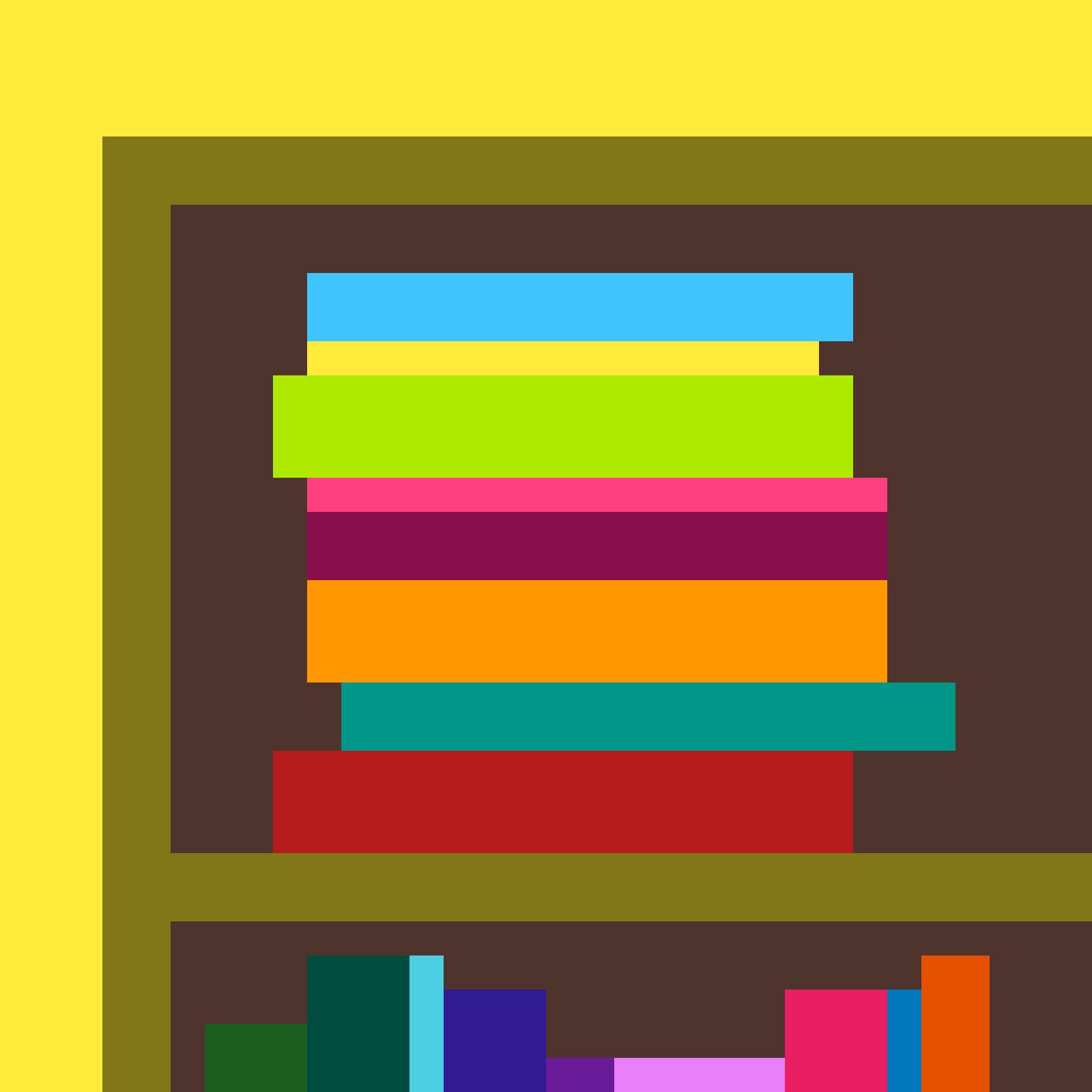 colorful books on a bookcase
